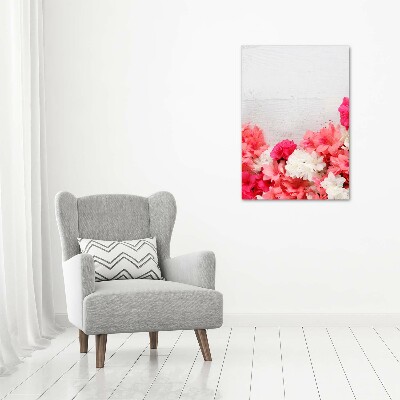 Cuadro moderno en lienzo resistente uv vertical Flores sobre madera