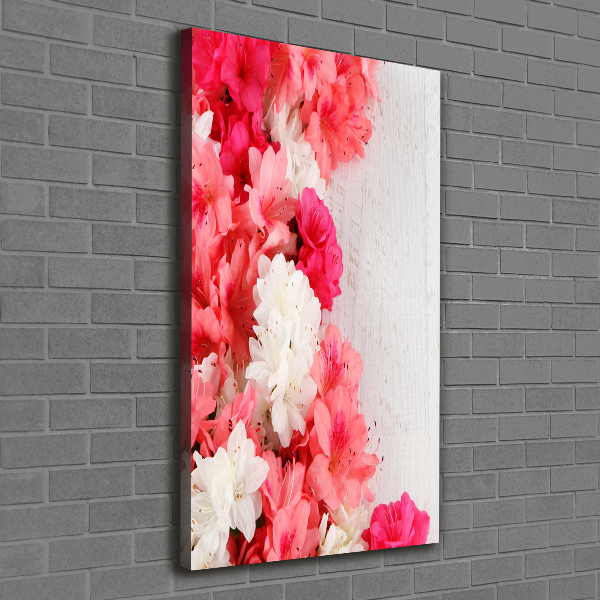 Cuadro moderno en lienzo resistente uv vertical Flores sobre madera