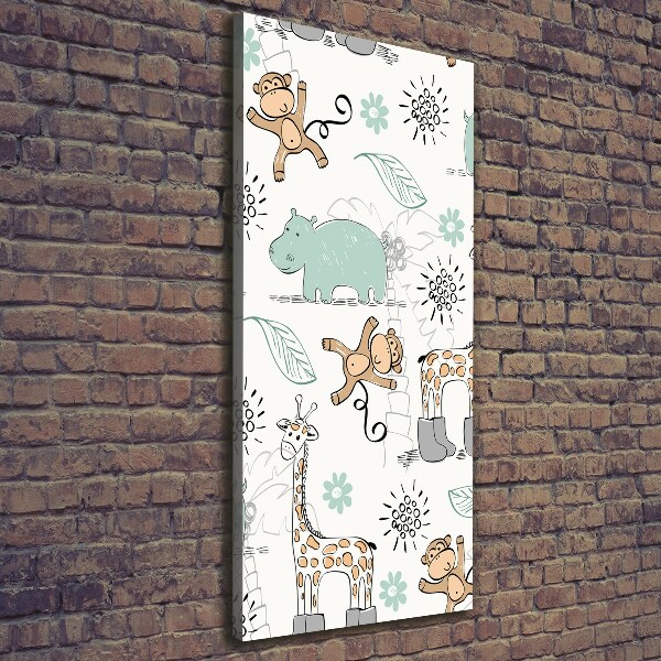 Cuadro canvas decorativo para salón vertical Animales de África