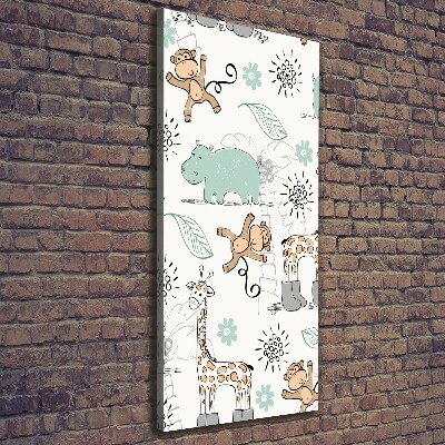 Cuadro canvas decorativo para salón vertical Animales de África
