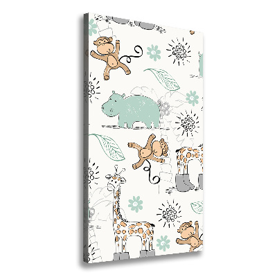 Cuadro canvas decorativo para salón vertical Animales de África