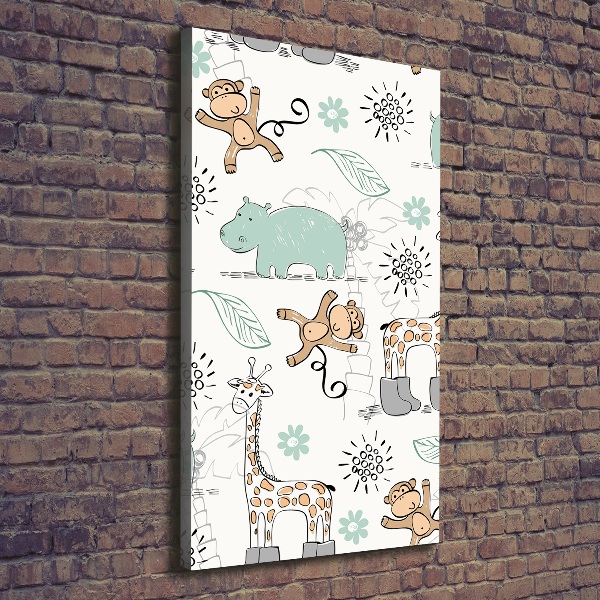 Cuadro canvas decorativo para salón vertical Animales de África