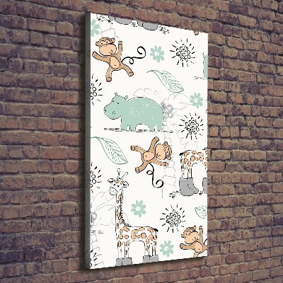 Cuadro canvas decorativo para salón vertical Animales de África