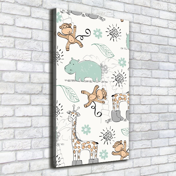 Cuadro canvas decorativo para salón vertical Animales de África