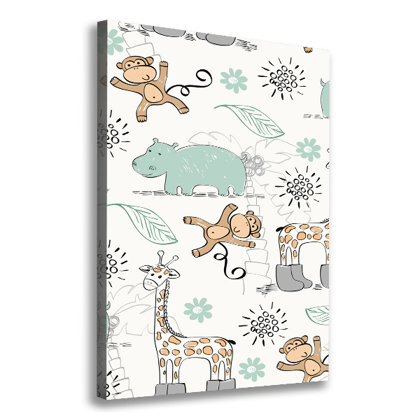 Cuadro canvas decorativo para salón vertical Animales de África