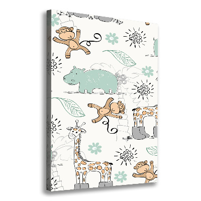 Cuadro canvas decorativo para salón vertical Animales de África