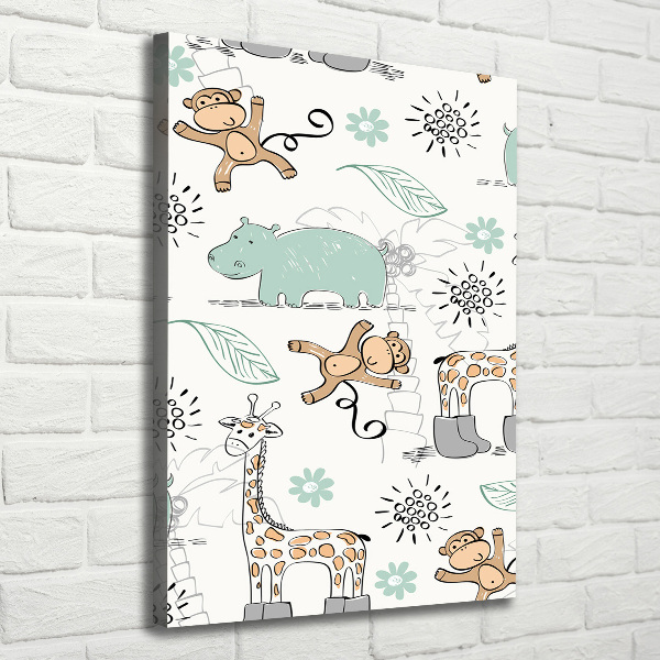 Cuadro canvas decorativo para salón vertical Animales de África