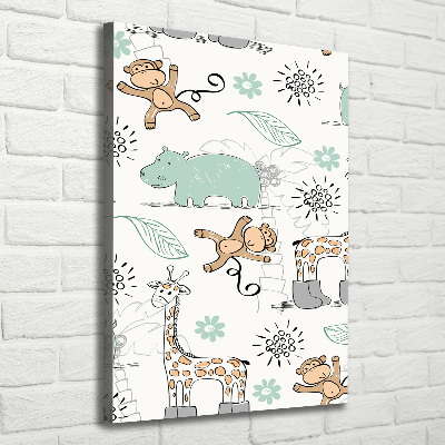 Cuadro canvas decorativo para salón vertical Animales de África