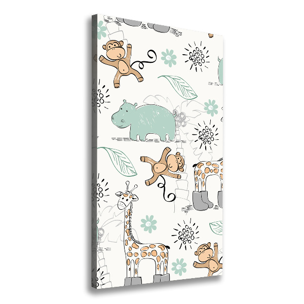 Cuadro canvas decorativo para salón vertical Animales de África