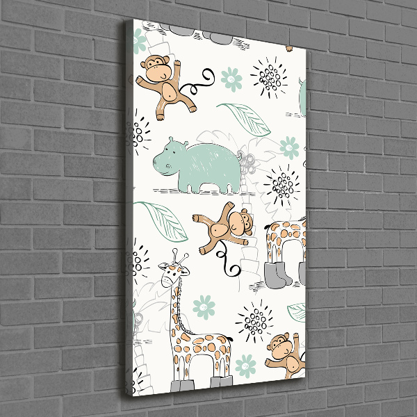 Cuadro canvas decorativo para salón vertical Animales de África