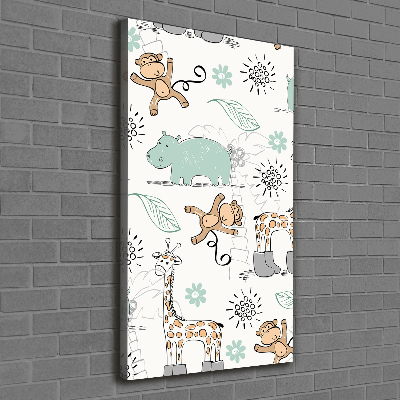Cuadro canvas decorativo para salón vertical Animales de África