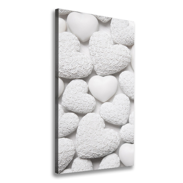 Cuadro moderno en lienzo resistente uv vertical Fondo de corazón blanco