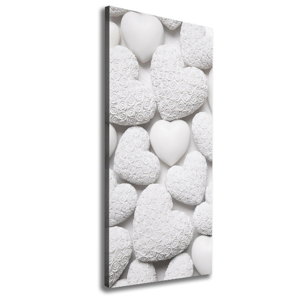 Cuadro moderno en lienzo resistente uv vertical Fondo de corazón blanco