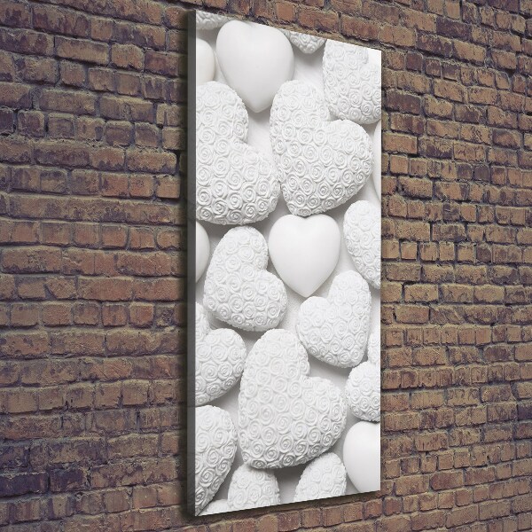 Cuadro moderno en lienzo resistente uv vertical Fondo de corazón blanco