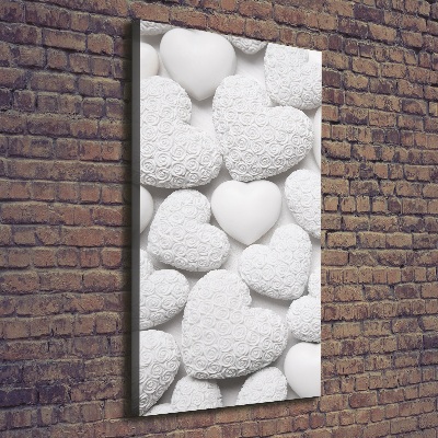 Cuadro moderno en lienzo resistente uv vertical Fondo de corazón blanco