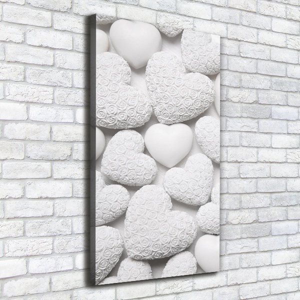 Cuadro moderno en lienzo resistente uv vertical Fondo de corazón blanco