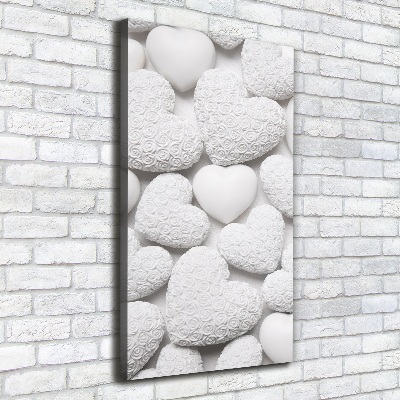Cuadro moderno en lienzo resistente uv vertical Fondo de corazón blanco