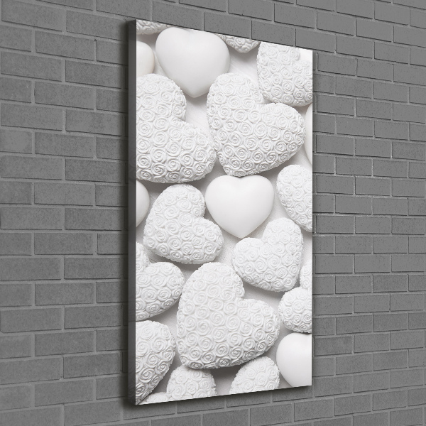 Cuadro moderno en lienzo resistente uv vertical Fondo de corazón blanco