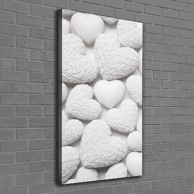 Cuadro moderno en lienzo resistente uv vertical Fondo de corazón blanco