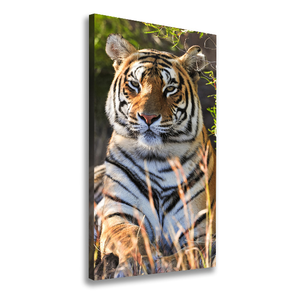 Cuadro canvas decorativo para salón vertical Tigre