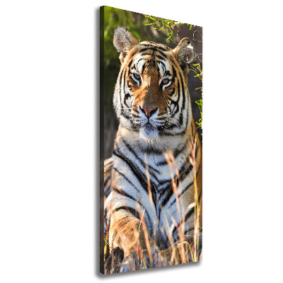 Cuadro canvas decorativo para salón vertical Tigre