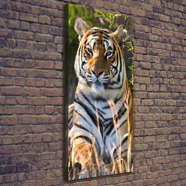 Cuadro canvas decorativo para salón vertical Tigre