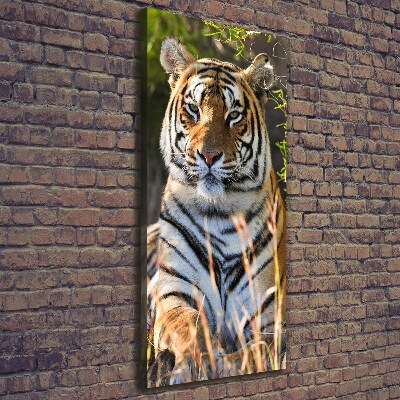 Cuadro canvas decorativo para salón vertical Tigre