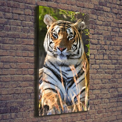 Cuadro canvas decorativo para salón vertical Tigre
