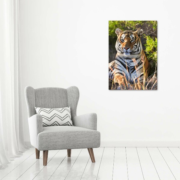 Cuadro canvas decorativo para salón vertical Tigre