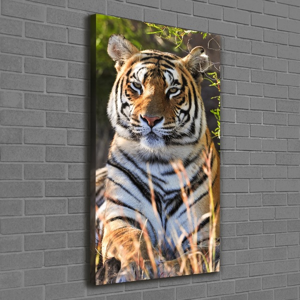 Cuadro canvas decorativo para salón vertical Tigre