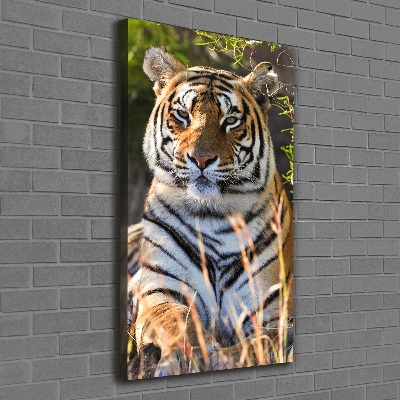 Cuadro canvas decorativo para salón vertical Tigre