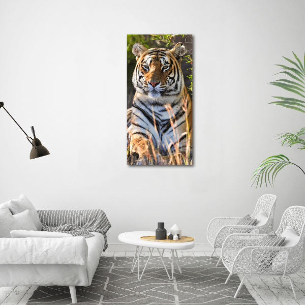 Cuadro canvas decorativo para salón vertical Tigre
