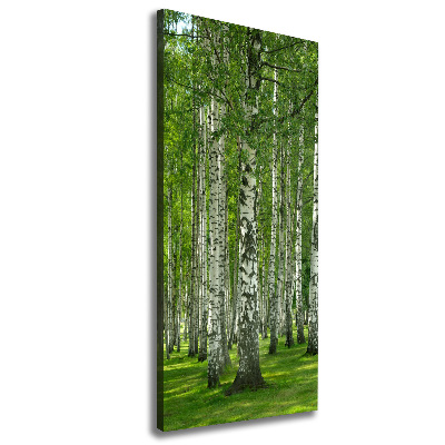 Fotografía en lienzo vertical bosque de abedules