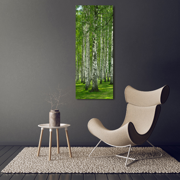 Fotografía en lienzo vertical bosque de abedules