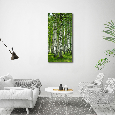 Fotografía en lienzo vertical bosque de abedules