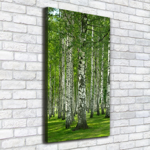 Fotografía en lienzo vertical bosque de abedules
