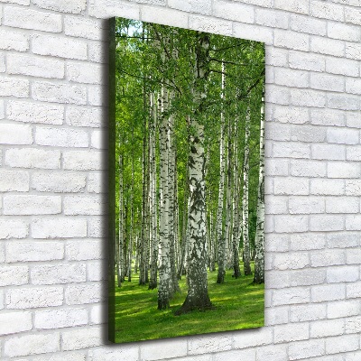 Fotografía en lienzo vertical bosque de abedules