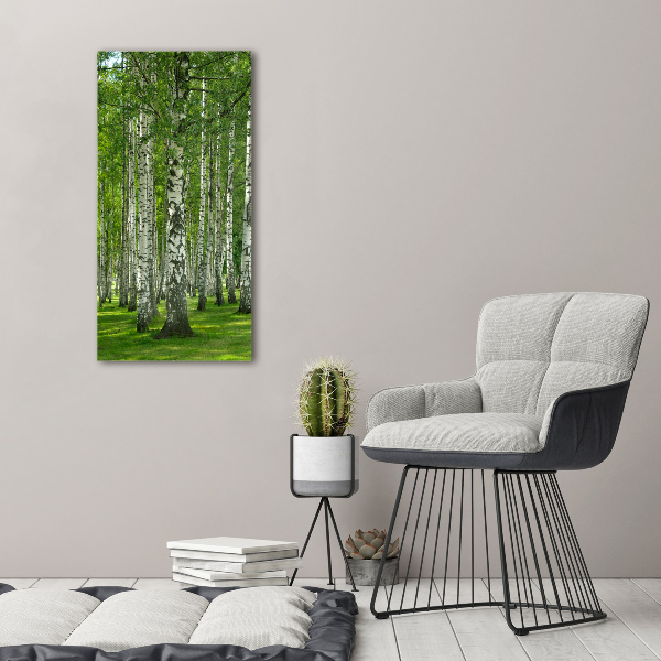 Fotografía en lienzo vertical bosque de abedules