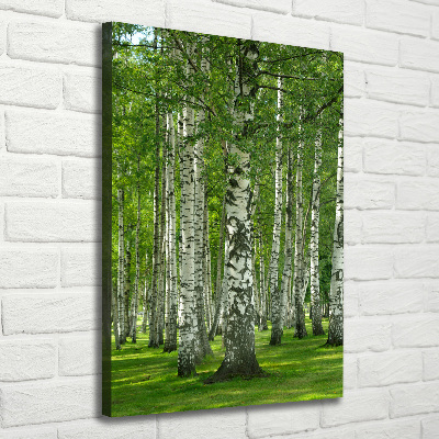 Fotografía en lienzo vertical bosque de abedules
