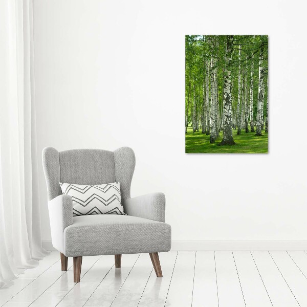 Fotografía en lienzo vertical bosque de abedules