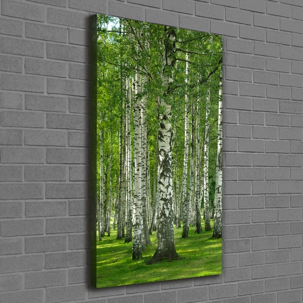 Fotografía en lienzo vertical bosque de abedules