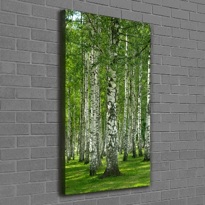 Fotografía en lienzo vertical bosque de abedules