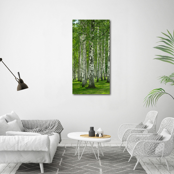 Fotografía en lienzo vertical bosque de abedules