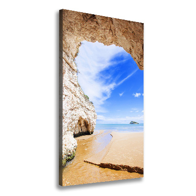 Cuadro canvas decorativo para salón vertical Cueva junto al mar
