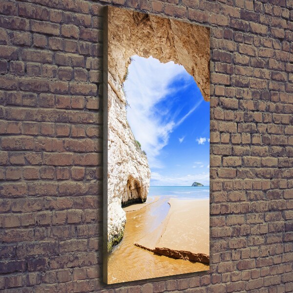 Cuadro canvas decorativo para salón vertical Cueva junto al mar