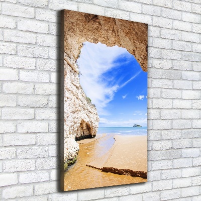 Cuadro canvas decorativo para salón vertical Cueva junto al mar