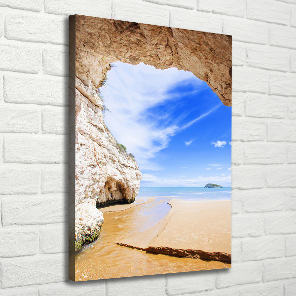 Cuadro canvas decorativo para salón vertical Cueva junto al mar