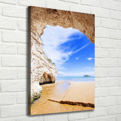 Cuadro canvas decorativo para salón vertical Cueva junto al mar