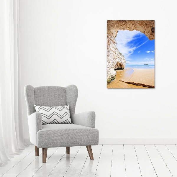 Cuadro canvas decorativo para salón vertical Cueva junto al mar