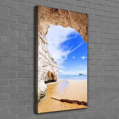 Cuadro canvas decorativo para salón vertical Cueva junto al mar